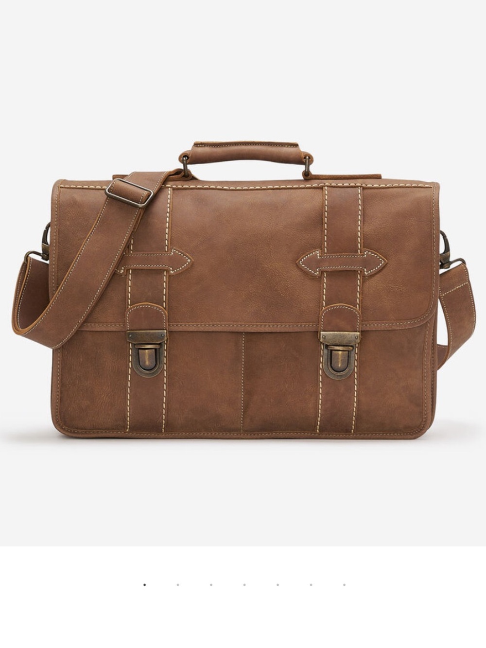 ROOTS Grad School Tribe Natural Brown Grain Pebble Leather Briefcase Made Canada